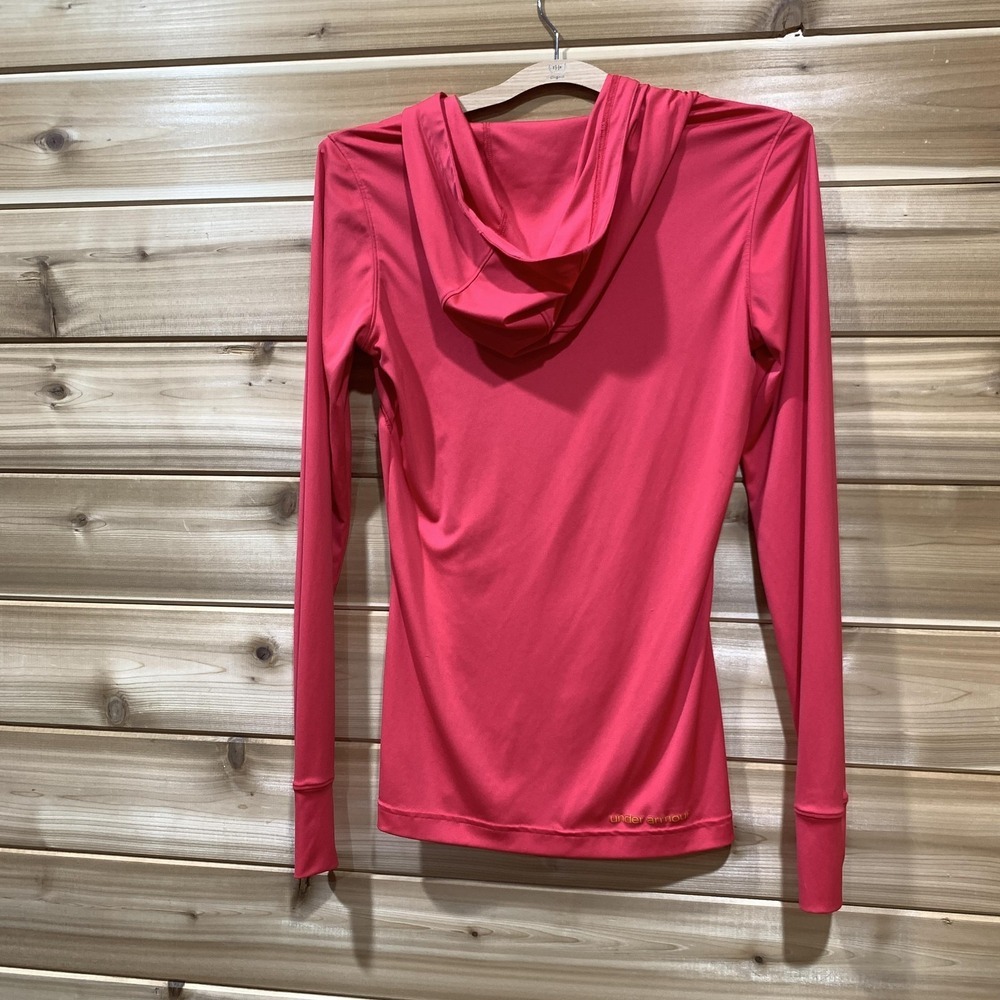 Under Armour Shirt Womens Medium HeatGear Catalyst Hooded Athletic Thumbholes - Picture 8 of 11